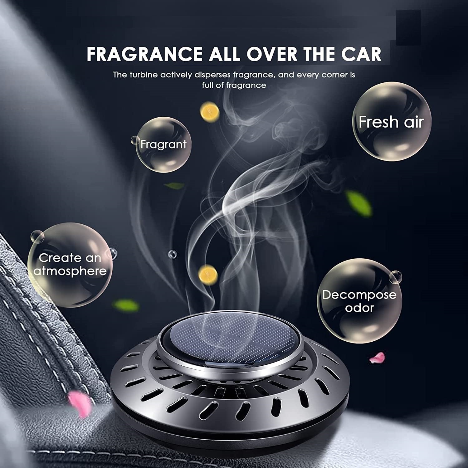Car Aroma Diffuser Air Freshener Perfume Solar Power Dashboard UFO