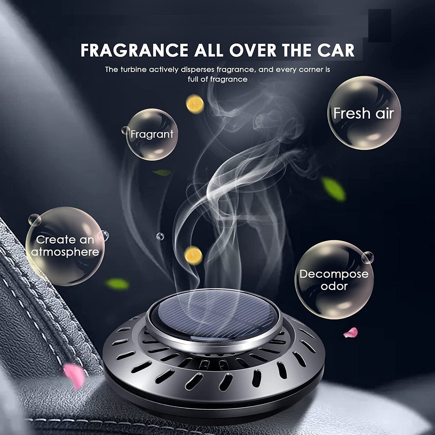 FAVIZITO  Car Aromatherapy Essential Oil Diffuser UFO Car Solar Air Freshener