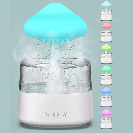 FAVIZITO Rain Cloud Humidifier Water Drip, Mushroom Cloud Humidifier Rain Drop Sounds for Sleeping