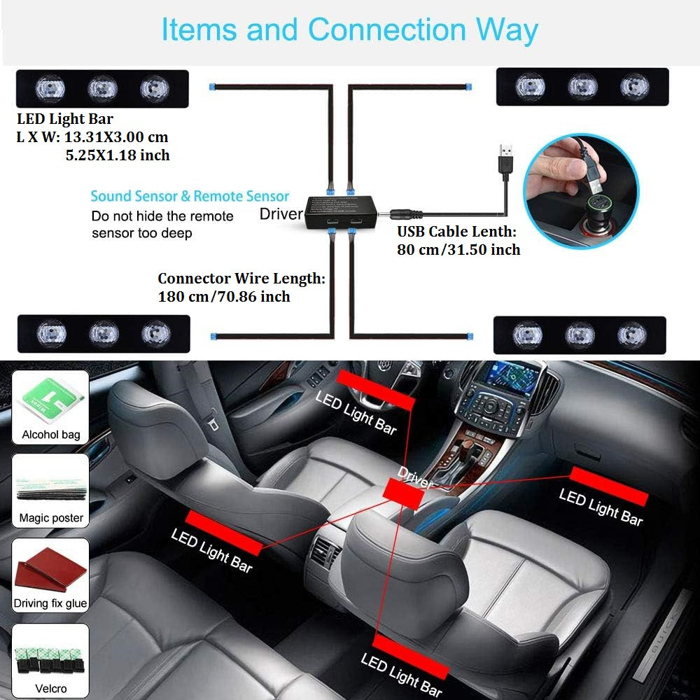 FAVIZITO Car Interior Multi-color Atmosphere Lights In Pedal Area