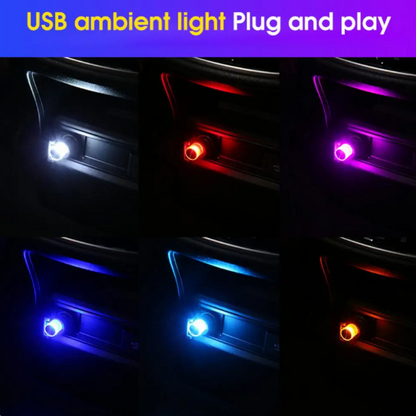 Four Pcs Customized Car Interior Mini USB LED Atmosphere Lights