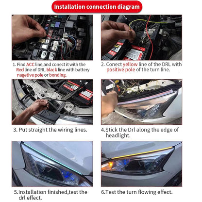 FAVIZITO Car Led Headlight Strips DRL Turn Signal Light Strips 2 pcs