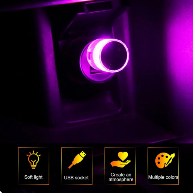 Four Pcs Customized Car Interior Mini USB LED Atmosphere Lights