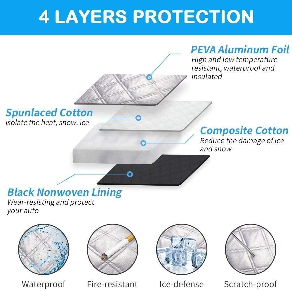 FAVIZITO Car Windshield Snow Cover,Car Frost Cover, Car Front Screen Sunshade Cover,Heavy Duty Ultra Thick Protective Cover Snow Ice Frost Dust Water Resistent