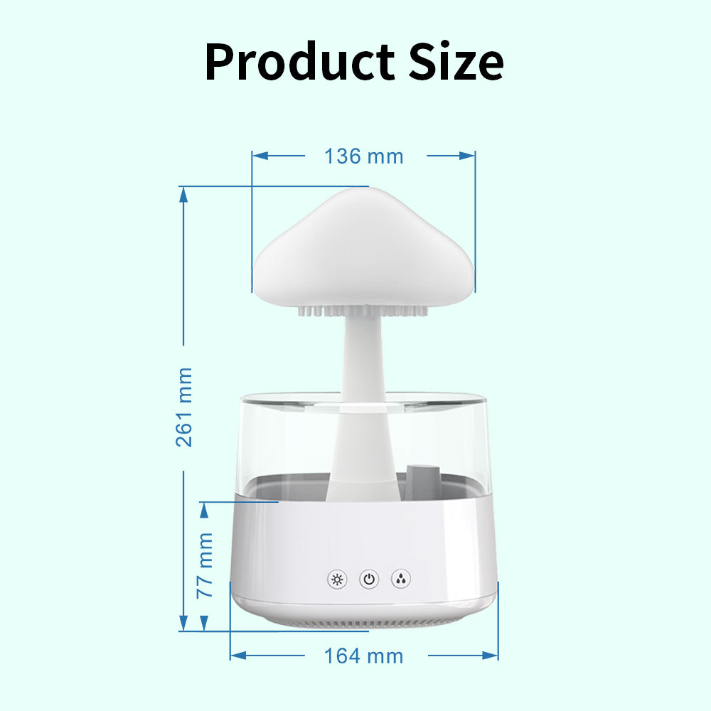 FAVIZITO Rain Cloud Humidifier Water Drip, Mushroom Cloud Humidifier Rain Drop Sounds for Sleeping