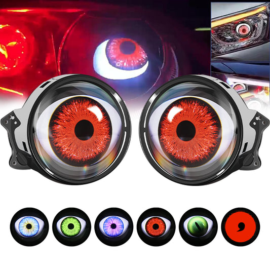 Devil Eye Headlight for Car, Dynamic Devil Eyes LED Car Headlight, Blinking Red Demon Eyes Halloween Headlights with Color Lenses for Eyes, Light Up Big Eyeball Lights For Car