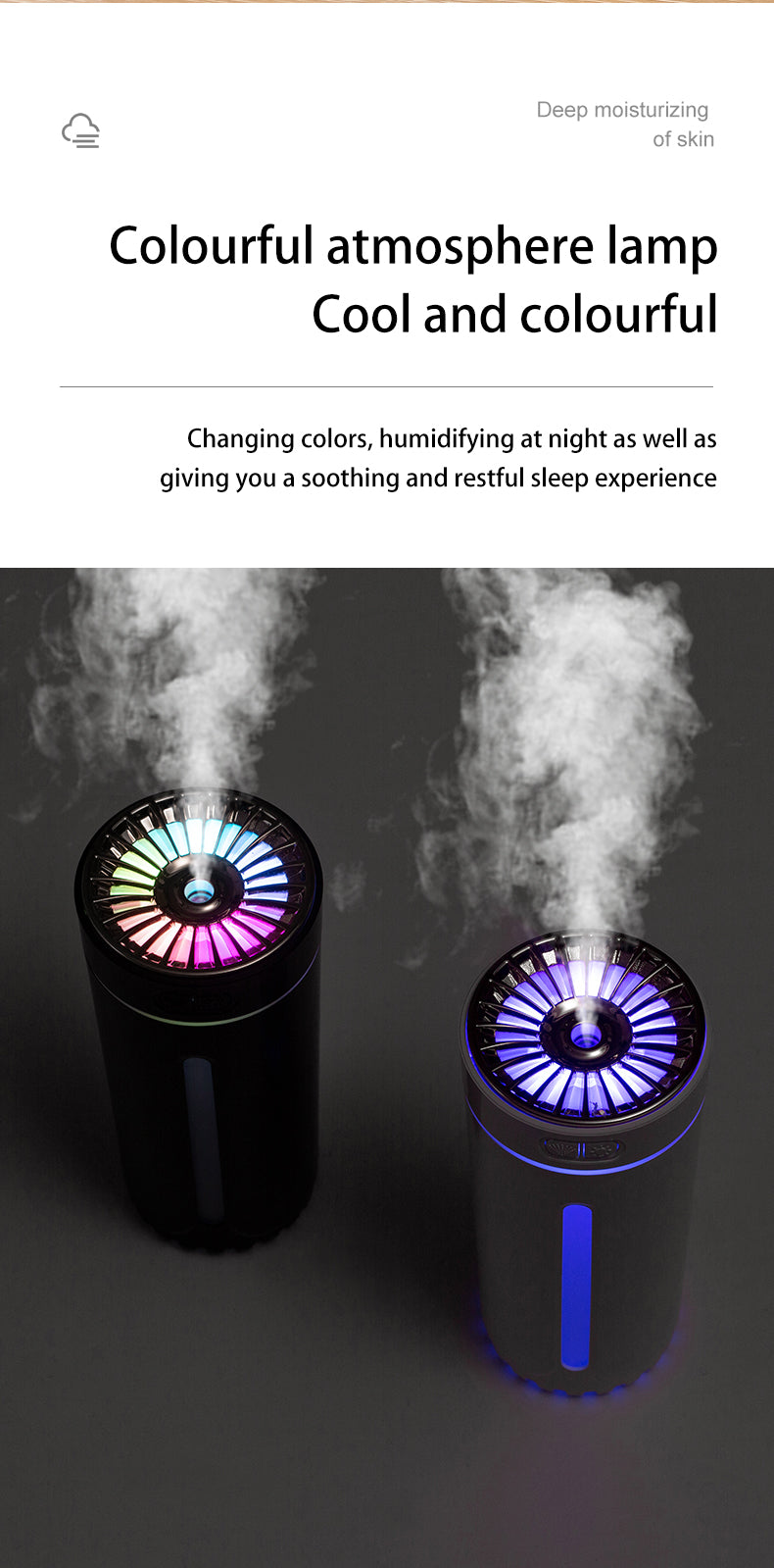 FAVIZITO Car Air Humidifier With Gradient Atmosphere Night Light