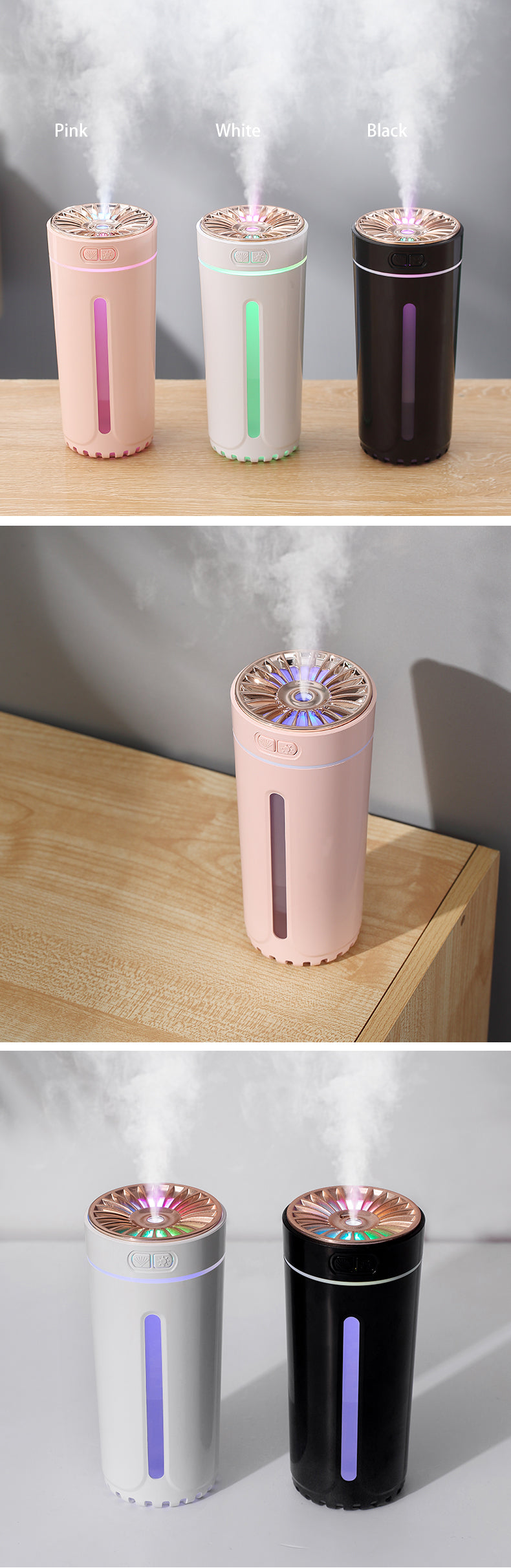 FAVIZITO Car Air Humidifier With Gradient Atmosphere Night Light