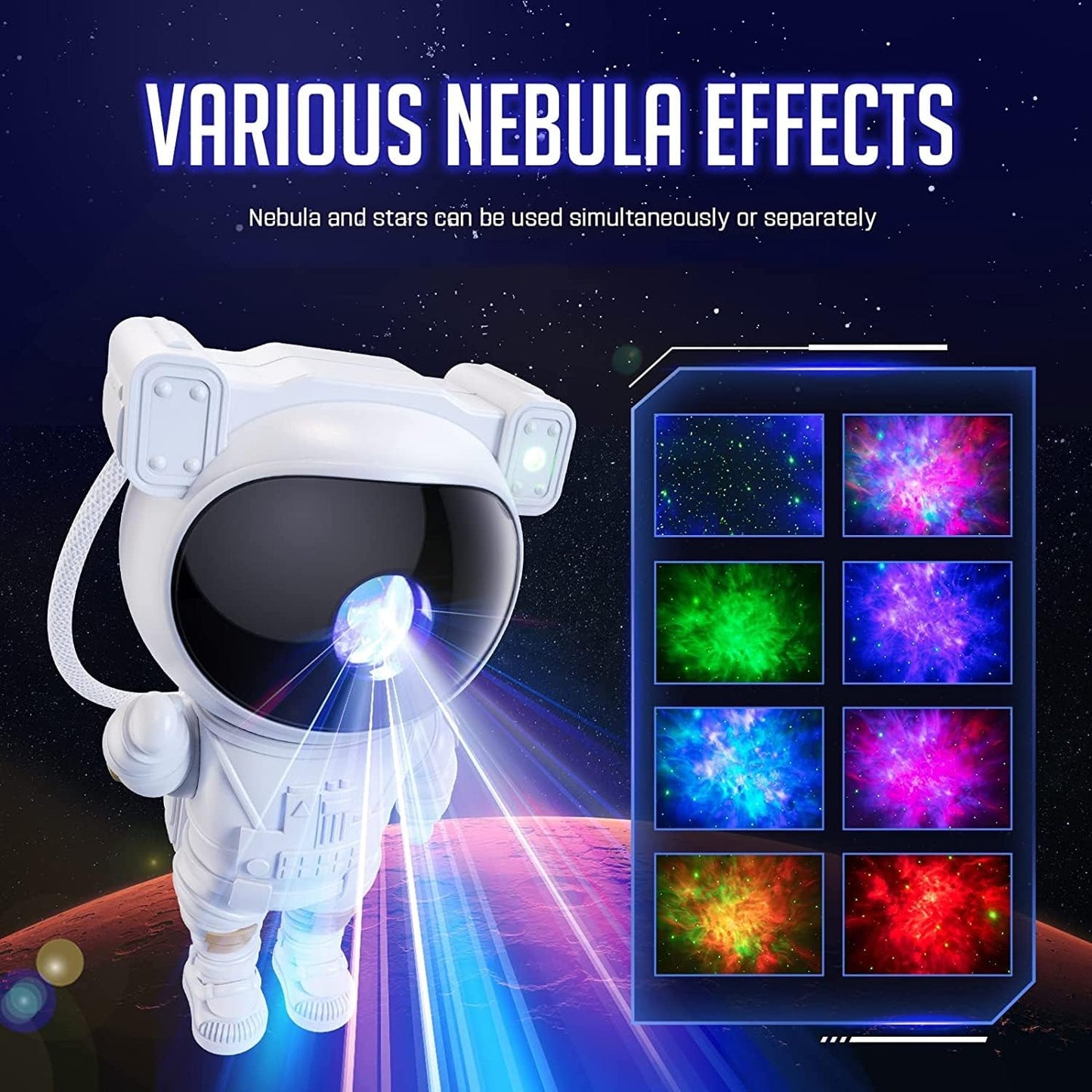 FAVIZITO Star Projector Galaxy Night Light - Astronaut Star Nebula Ceiling LED Light with Timer And Remote Contro