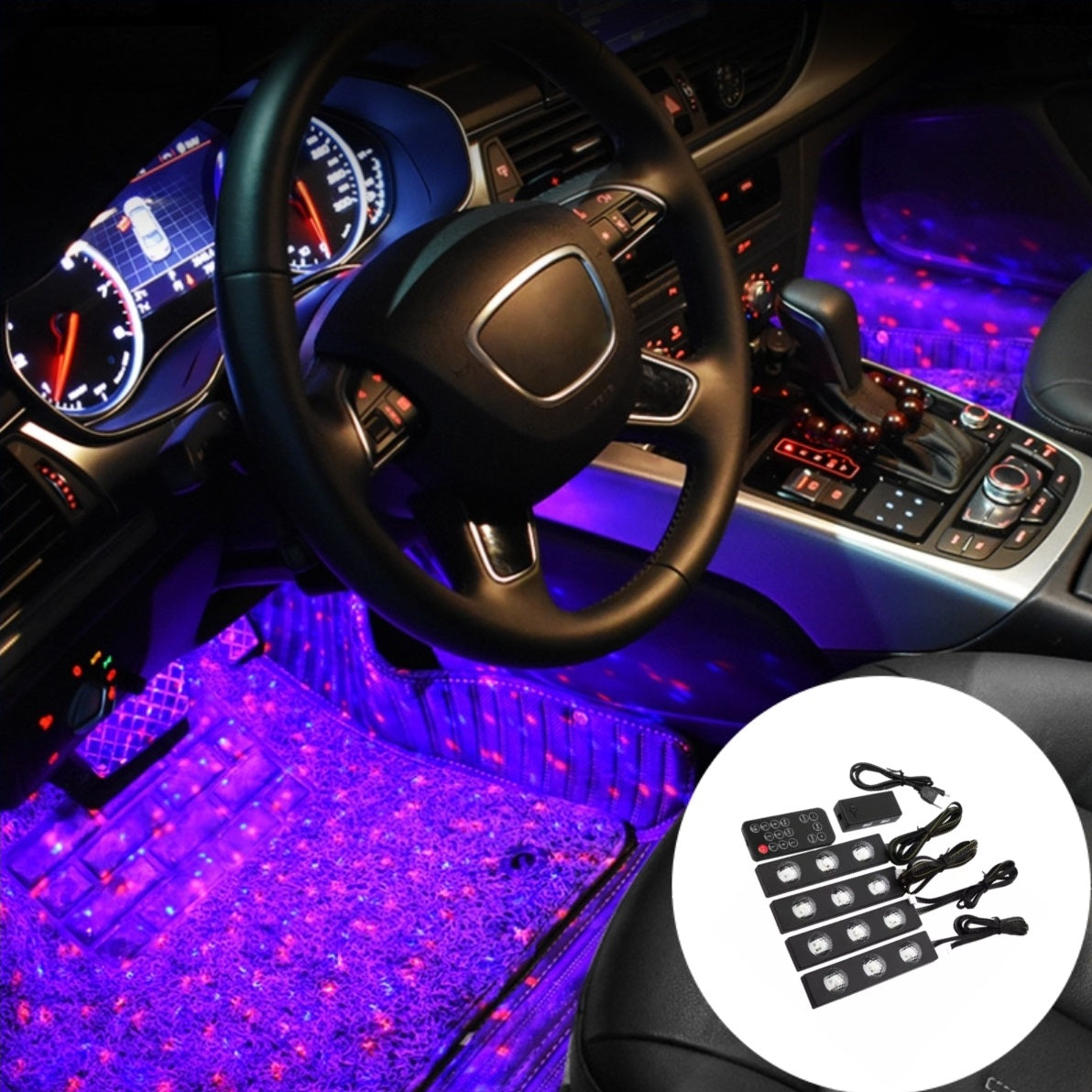 FAVIZITO Car Interior Multi-color Atmosphere Lights In Pedal Area