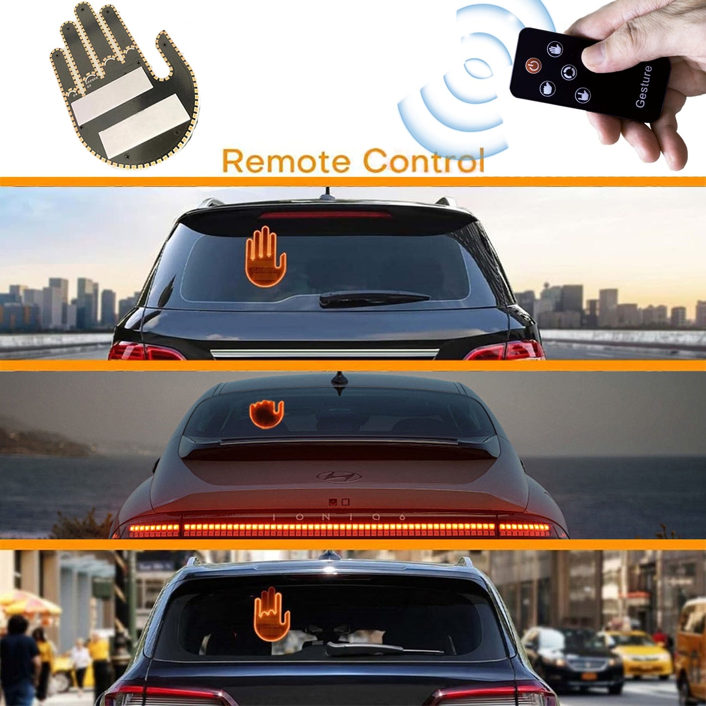 Christmas Gift, 2024 New Edition Car Gesture Light, Car LED Sign Finger Light, Fun Emotion Light, Decorative Car Light, Window LED Sticker, Car Accessories Gift For Driver