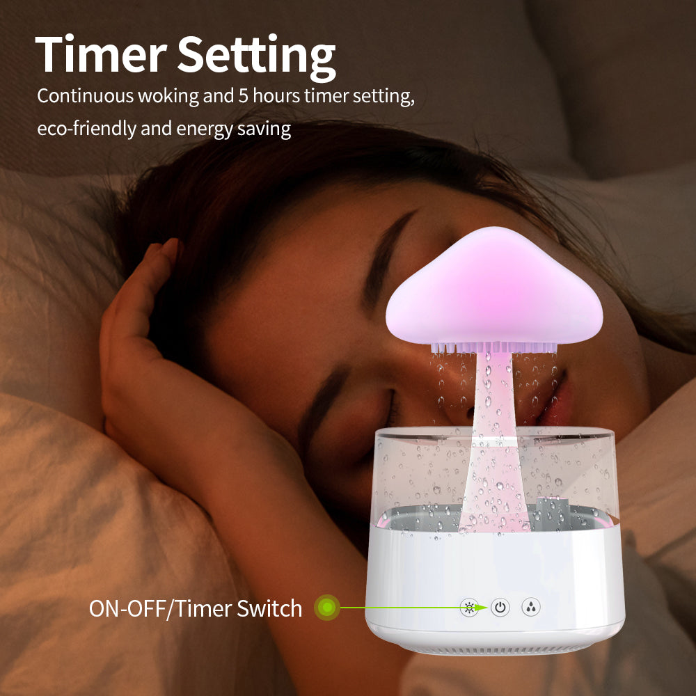 FAVIZITO Rain Cloud Humidifier Water Drip, Mushroom Cloud Humidifier Rain Drop Sounds for Sleeping