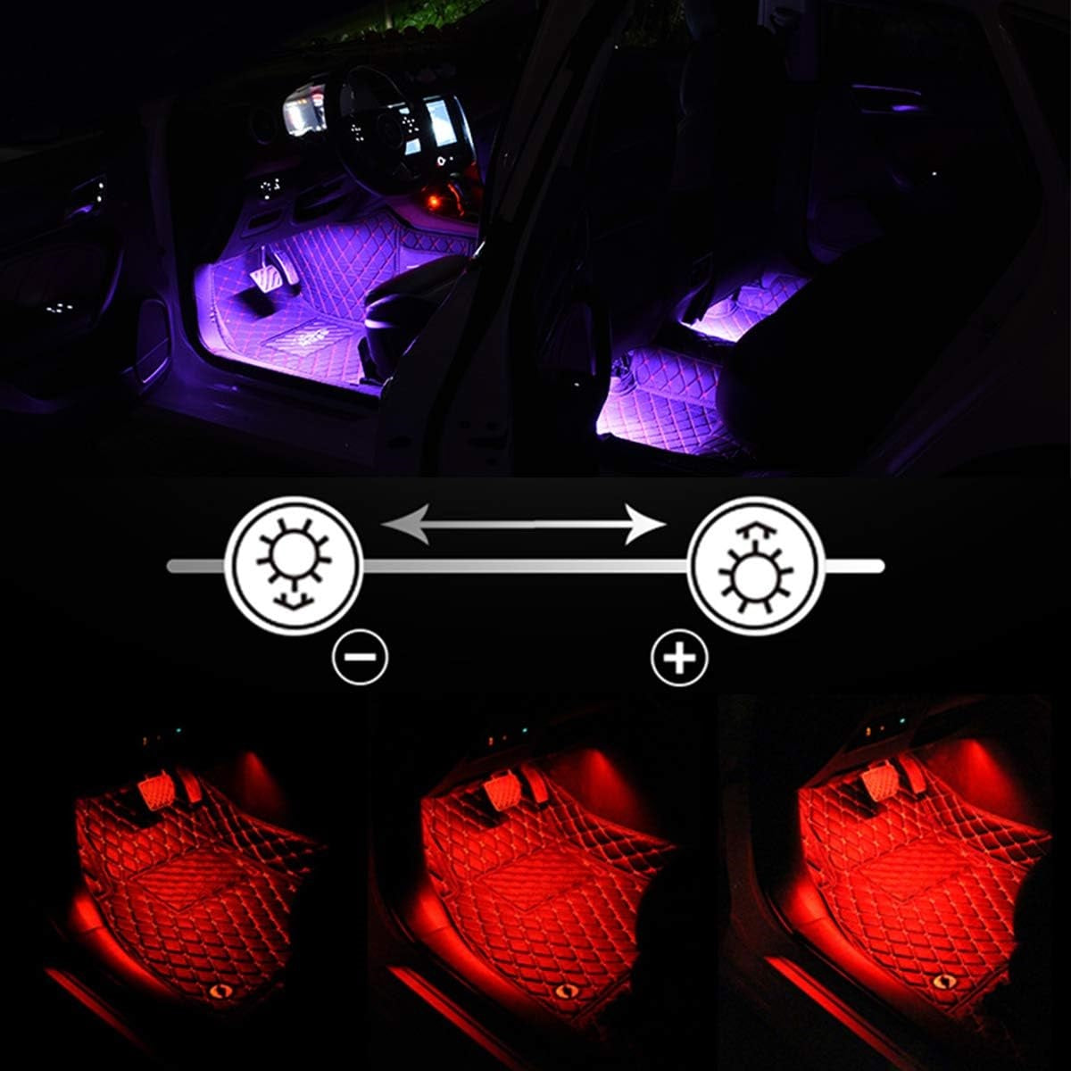 FAVIZITO Car LED Interior Ambient Light Strips In Pedal Area With APP Control