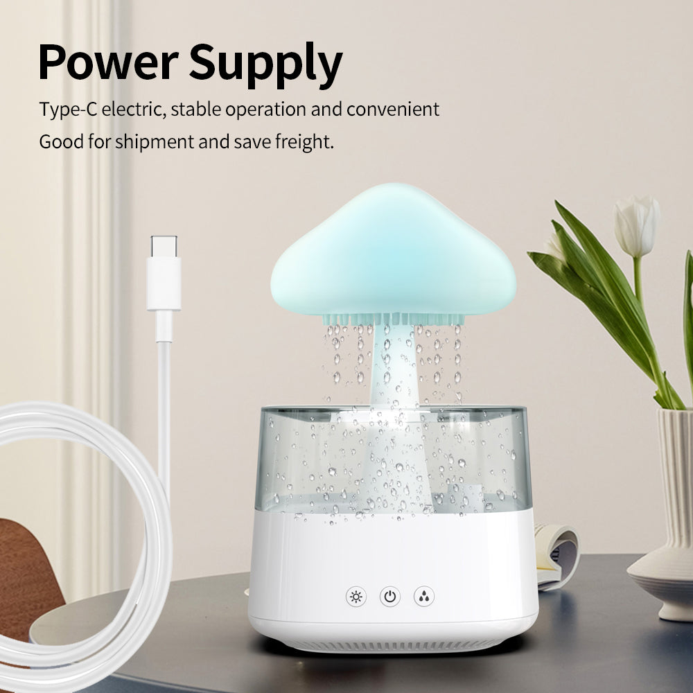 FAVIZITO Rain Cloud Humidifier Water Drip, Mushroom Cloud Humidifier Rain Drop Sounds for Sleeping