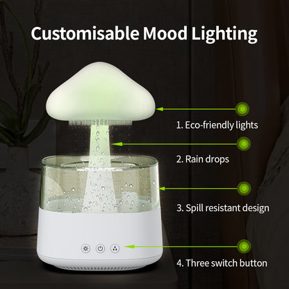 FAVIZITO Rain Cloud Humidifier Water Drip, Mushroom Cloud Humidifier Rain Drop Sounds for Sleeping