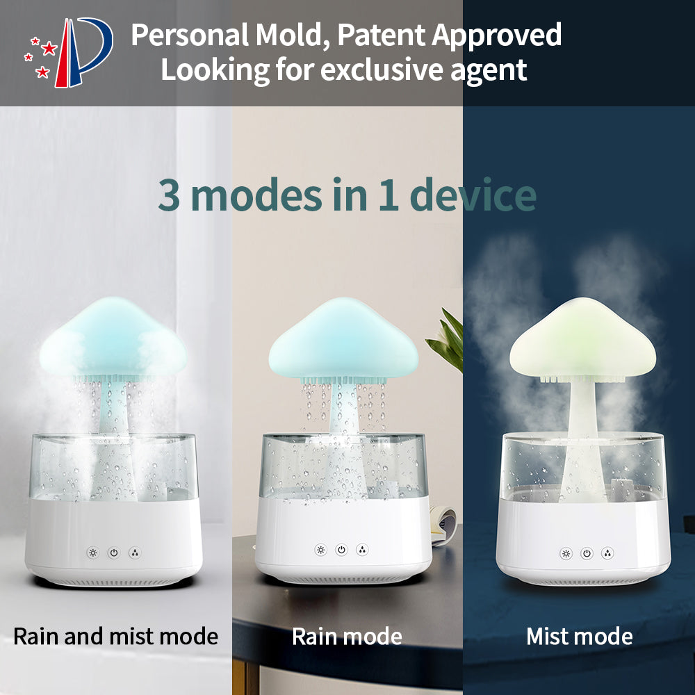 FAVIZITO Rain Cloud Humidifier Water Drip, Mushroom Cloud Humidifier Rain Drop Sounds for Sleeping