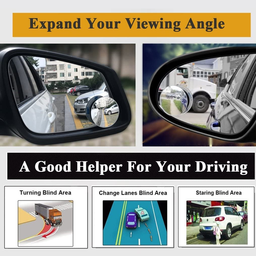 FAVIZITO Vehicle Blind Spot Mirror 360° Rotate Sway Adjustable HD Glass Convex Mirror