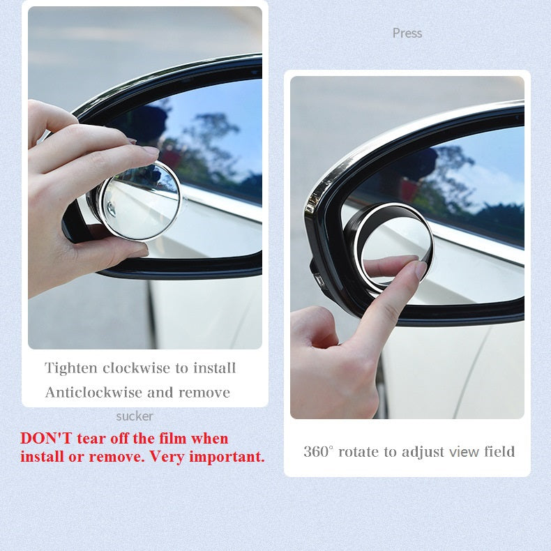 FAVIZITO Vehicle Blind Spot Mirror 360° Rotate Sway Adjustable HD Glass Convex Mirror